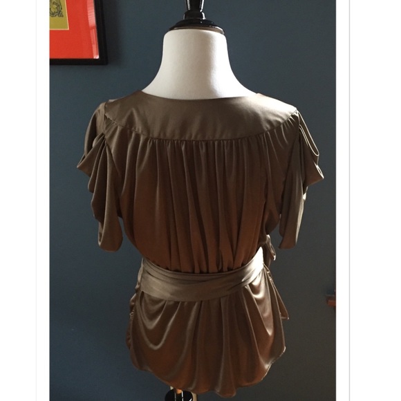 Copper faux wrap shirt with belt. - Picture 3 of 4